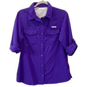 Columbia PFG Long Sleeve Vented Fishing Shirt In Purple